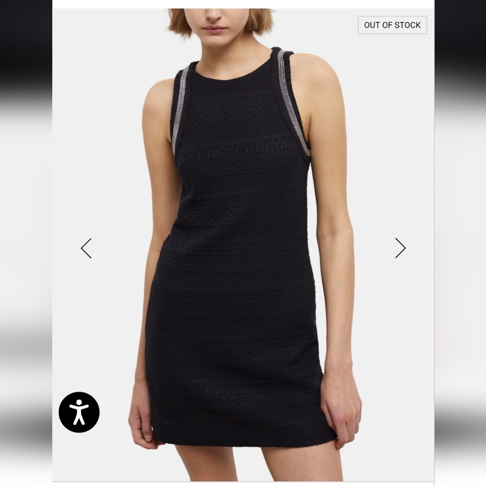 The Kooples Black Sleeveless Dress with Silver Trim
